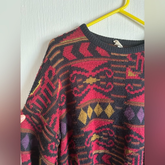 Vintage Men's Multicolor Patterned Sweater - Picture 4 of 8
